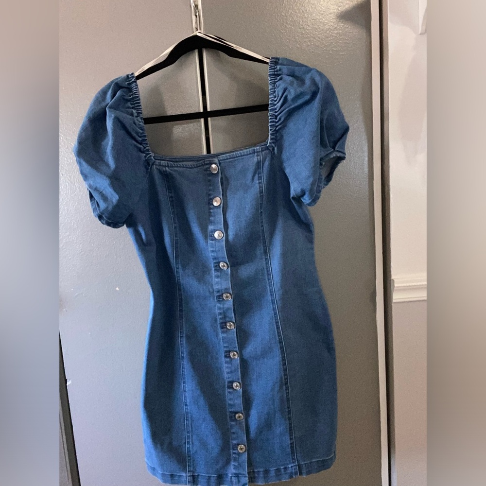 Denim button up dress women’s size Large